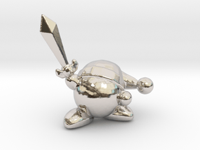 Kirby with Sword 1/60 miniature for games and rpg in Rhodium Plated Brass