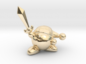 Kirby with Sword 1/60 miniature for games and rpg in 14k Gold Plated Brass