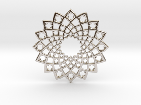 Sunny Fractal Flower Medallion in Rhodium Plated Brass