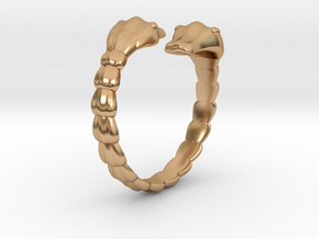 Double snake ring in Polished Bronze