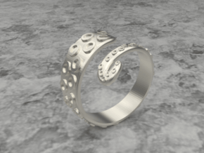 Tentacle ring in Polished Silver