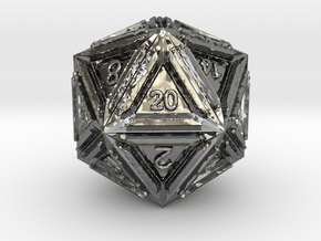 Dice: D20 edition1 in Fine Detail Polished Silver