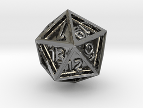 Dice: D20 edition 4 in Fine Detail Polished Silver