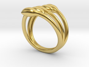 Crossed seeds ring in Polished Brass