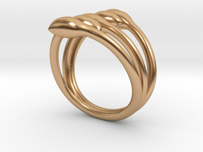 Crossed seeds ring in Polished Bronze