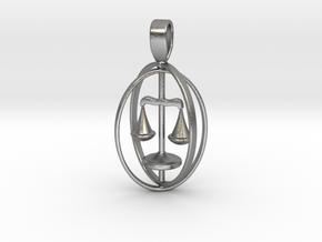 Libra Birthsign Pendant  in Natural Silver
