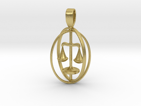 Libra Birthsign Pendant  in Natural Brass