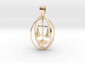 Libra Birthsign Pendant  in 14k Gold Plated Brass