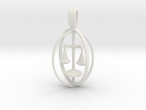 Libra Birthsign Pendant  in White Natural Versatile Plastic