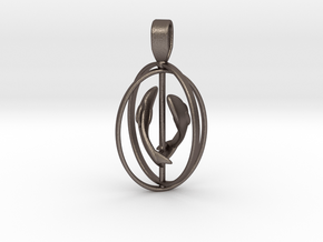 Pisces Birthsign pendant  in Polished Bronzed-Silver Steel