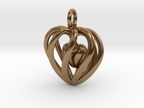 Heart Cage Pendant - Small, No Arrow in Natural Brass