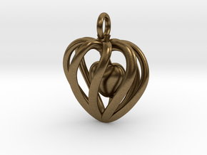 Heart Cage Pendant - Small, No Arrow in Natural Bronze
