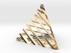Striped tetrahedron no. 1 in 14k Gold Plated Brass