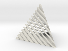 Striped tetrahedron no. 2 in White Premium Versatile Plastic