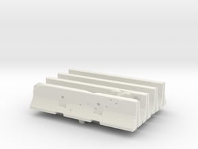 Jersey barrier (x4) 1/72 in White Natural Versatile Plastic