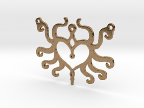 :Heart Tentacle: Pendant in Natural Brass