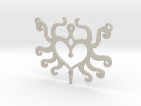 :Heart Tentacle: Pendant in Natural Sandstone