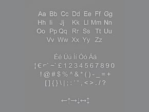 Alphanumeric Arial Characters in Tan Fine Detail Plastic
