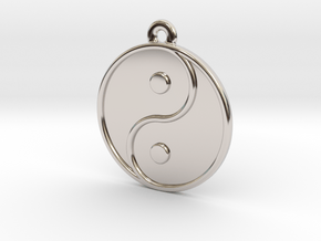 Engraveable Chinese Ying Yang Pendant  ~mk 2~ in Rhodium Plated Brass