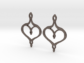 :Perfect Valentine: Earrings in Polished Bronzed Silver Steel