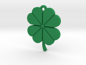 Pendant for Luck -- Four Leaf Clover in Green Processed Versatile Plastic