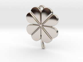Pendant for Luck -- Four Leaf Clover in Rhodium Plated Brass