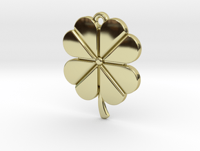 Pendant for Luck -- Four Leaf Clover in 18k Gold Plated Brass