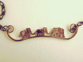 Elephant Line Pendant in Polished Bronze