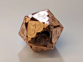 D20 Custom - Hearts (All 20s) in 14k Rose Gold Plated Brass