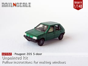 Peugeot 205 5-door (British N 1:148) in Gray Fine Detail Plastic