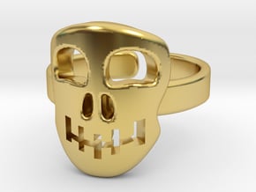 Skull mask [sizable ring] in Polished Brass