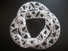 Trefoil Knot with Sierpinski Triangles in White Natural Versatile Plastic