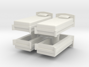 Single Bed (x4) 1/87 in White Natural Versatile Plastic