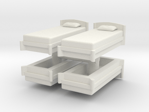 Single Bed (x4) 1/43 in White Natural Versatile Plastic