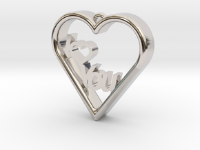 Heart Pendaut in Rhodium Plated Brass: Large