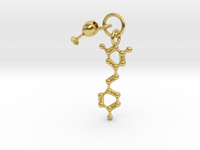 Wine Resveratrol Charm Pendant - Science Jewelry in Polished Brass (Interlocking Parts)