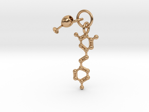 Wine Resveratrol Charm Pendant - Science Jewelry in Polished Bronze (Interlocking Parts)