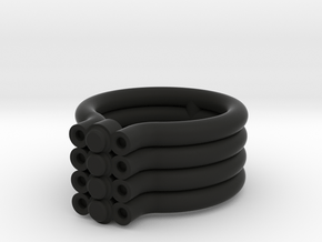 DOT RING - SIZE 8  in Black Natural Versatile Plastic