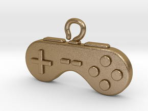Retro Pendant for a nostalgic Gamer in Polished Gold Steel