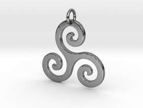 Triskelion Pendant in Polished Silver