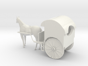 O Scale Horse Drawn Two Wheel Buggy in White Natural Versatile Plastic