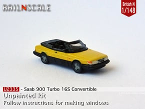 Saab 900 Turbo 16S Convertible (British N 1:148) in Smooth Fine Detail Plastic