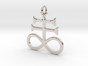 Leviathan Cross Pendant in Rhodium Plated Brass