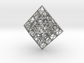 Sierpinski Octahedral Prism 5 cm. in Natural Silver