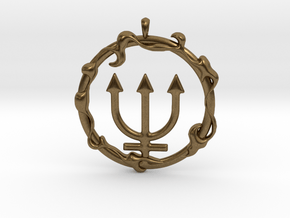 LIQUID Neptune Planetary Jewelry Necklace Symbol in Natural Bronze