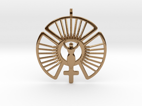 SOLAR FEMININE Venus Jewelry Symbol Necklace. in Polished Brass