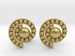 Nature Spiral Cufflinks in Natural Brass