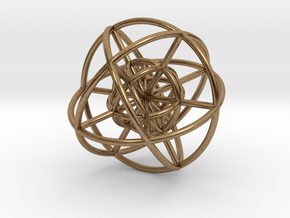 8Cubeoctahedral Sphere Inside Sphere 48x2mm in Natural Brass