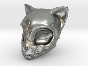 Cat Skull in Natural Silver