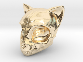 Cat Skull in 14k Gold Plated Brass